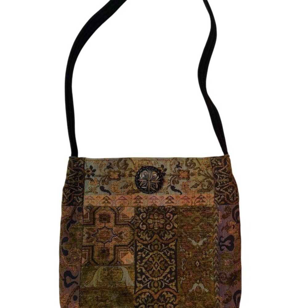 Handmade Boho Patchwork Tapestry Crossbody Shoulder Bag Purse Large Button